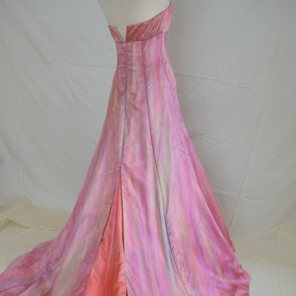 painted Vera Wang silk Wedding dress gown pink ivory white blush 2 4 6 8 purple - Picture 13 of 16